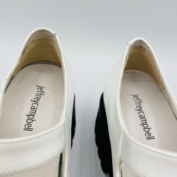 Jeffrey Campbell Cozza Mary Jane Platform Flat Womens 9 White Patent Leather Y2K - Picture 8 of 13